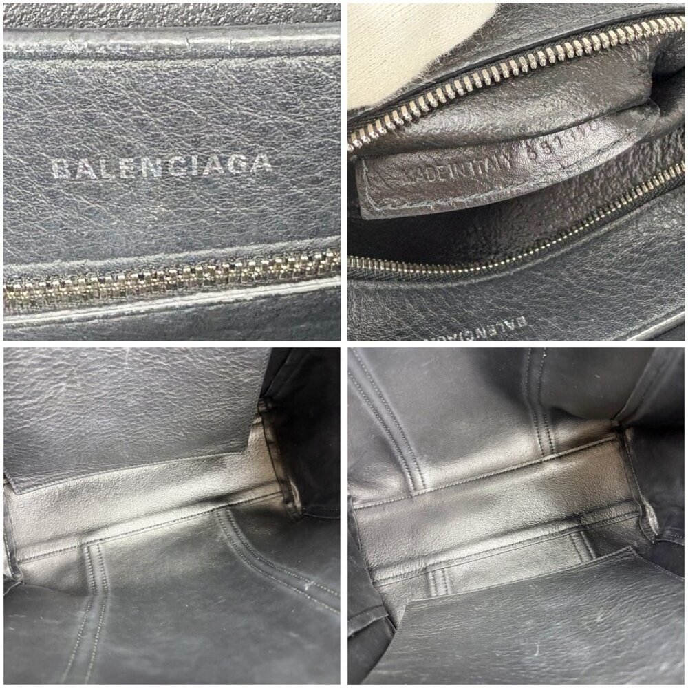 Balenciaga Everyday Tote 2-Way Wave Logo Black White Tote Bag - Picture 9 of 10